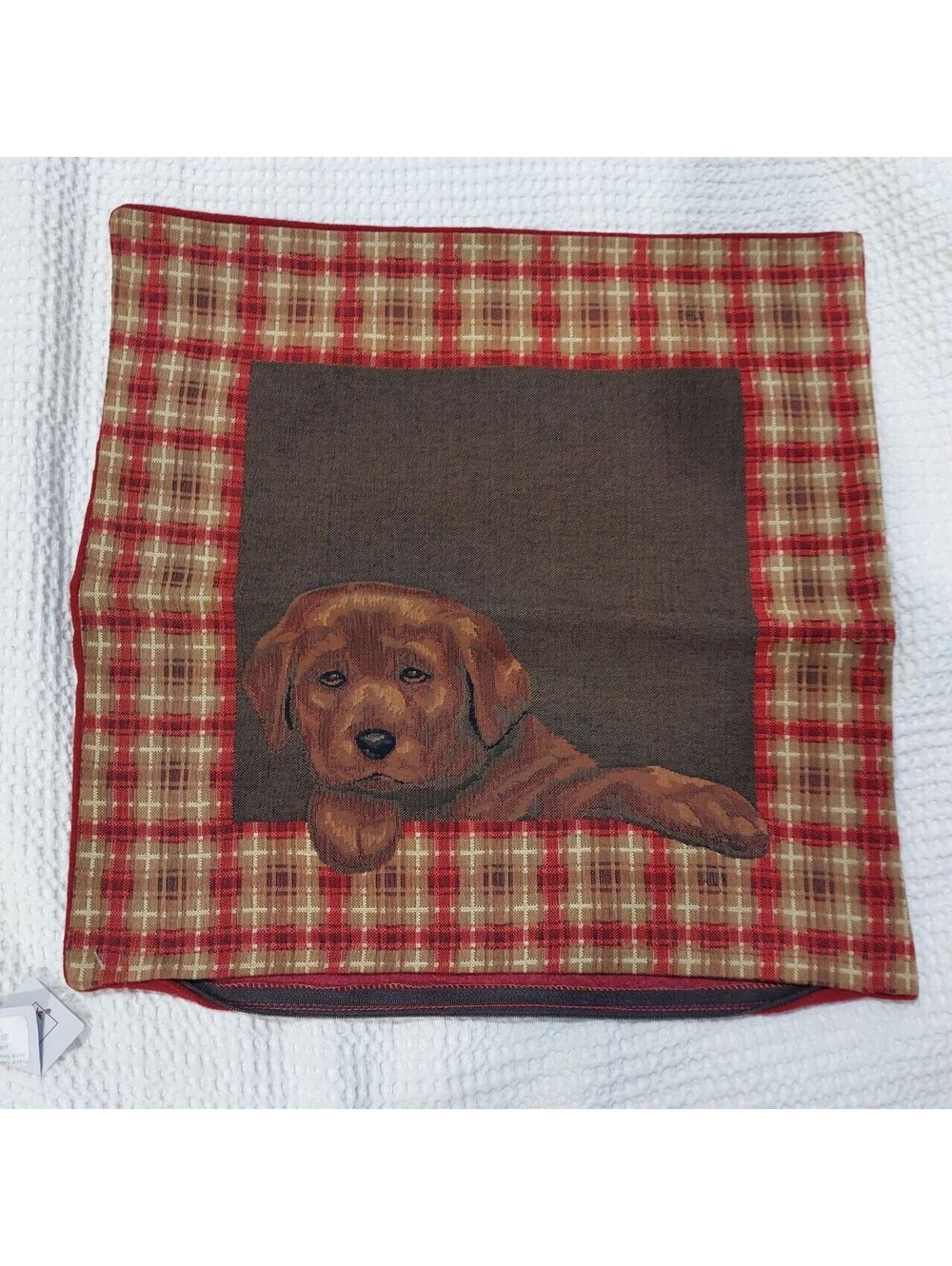 Plaid Labs Chocolate Tapestry & Co Pillow Cover 18x18 New With Tags